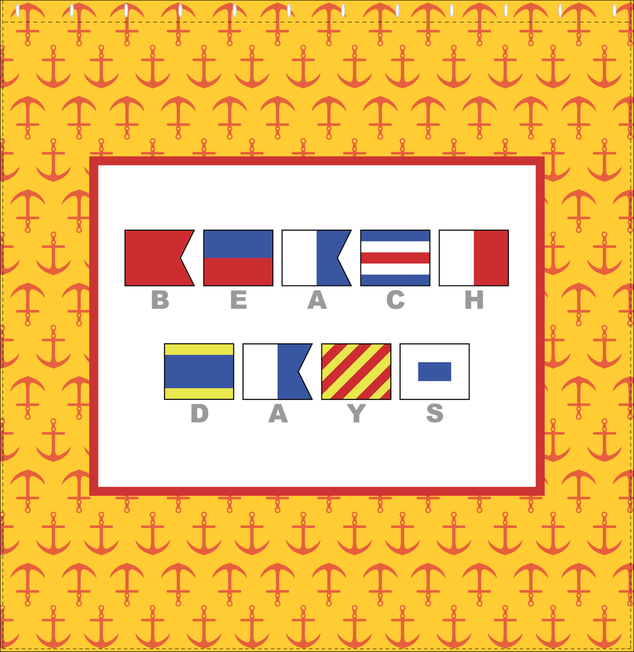 Personalized Nautical Flags Shower Curtain with Anchors - Yellow and Red - Flags with Grey Letters - Decorate View