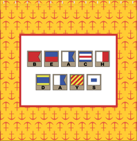 Thumbnail for Personalized Nautical Flags Shower Curtain with Anchors - Yellow and Red - Flags with Light Brown Frames - Decorate View