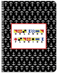 Thumbnail for Personalized Nautical Flags Notebook with Anchors - Black and Red - Flags with Large Letters - Front View