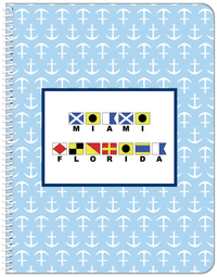 Thumbnail for Personalized Nautical Flags Notebook with Anchors - Blue and Navy - Flags with Large Letters - Front View