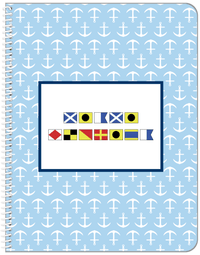 Thumbnail for Personalized Nautical Flags Notebook with Anchors - Blue and Navy - Flags without Letters - Front View