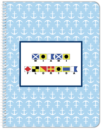 Thumbnail for Personalized Nautical Flags Notebook with Anchors - Blue and Navy - Flags with Small Letters - Front View