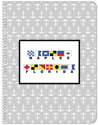 Thumbnail for Personalized Nautical Flags Notebook with Anchors - Grey and Black - Flags with Large Letters - Front View