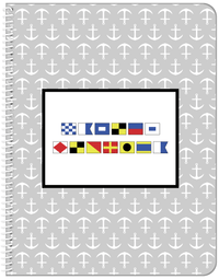 Thumbnail for Personalized Nautical Flags Notebook with Anchors - Grey and Black - Flags without Letters - Front View