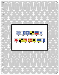 Thumbnail for Personalized Nautical Flags Notebook with Anchors - Grey and Black - Flags with Small Letters - Front View