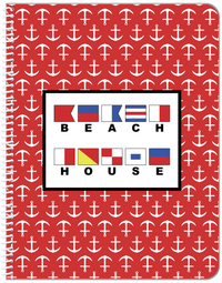 Thumbnail for Personalized Nautical Flags Notebook with Anchors - Red and Black - Flags with Large Letters - Front View