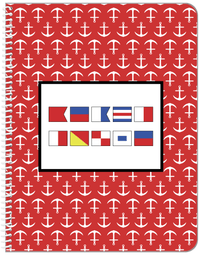Thumbnail for Personalized Nautical Flags Notebook with Anchors - Red and Black - Flags without Letters - Front View