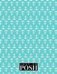 Thumbnail for Personalized Nautical Flags Notebook with Anchors - Teal and Pink - Flags with Large Letters - Back View