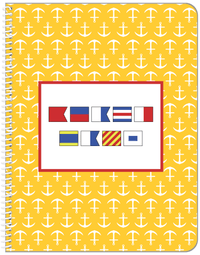 Thumbnail for Personalized Nautical Flags Notebook with Anchors - Yellow and Red - Flags without Letters - Front View