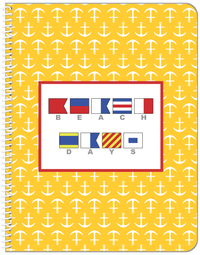 Thumbnail for Personalized Nautical Flags Notebook with Anchors - Yellow and Red - Flags with Grey Letters - Front View