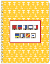 Thumbnail for Personalized Nautical Flags Notebook with Anchors - Yellow and Red - Flags with Light Brown Frames - Front View