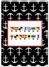 Thumbnail for Personalized Nautical Flags Journal with Anchors - Black and Red - Flags with Large Letters - Front View