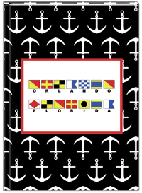 Thumbnail for Personalized Nautical Flags Journal with Anchors - Black and Red - Flags with Small Letters - Front View