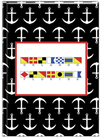 Thumbnail for Personalized Nautical Flags Journal with Anchors - Black and Red - Flags with Grey Letters - Front View