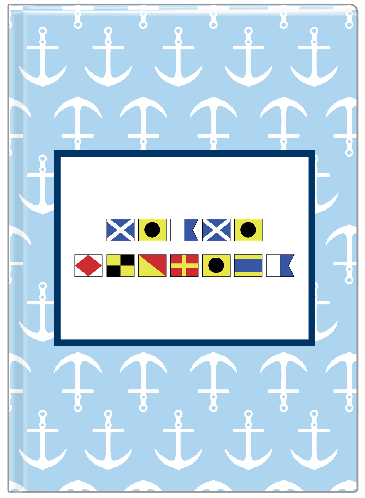 Personalized Nautical Flags Journal with Anchors - Blue and Navy - Flags without Letters - Front View