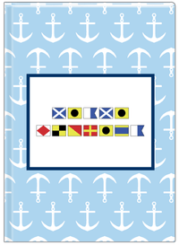 Thumbnail for Personalized Nautical Flags Journal with Anchors - Blue and Navy - Flags without Letters - Front View