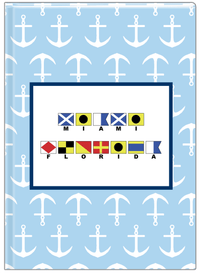 Thumbnail for Personalized Nautical Flags Journal with Anchors - Blue and Navy - Flags with Small Letters - Front View