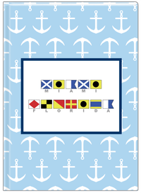 Thumbnail for Personalized Nautical Flags Journal with Anchors - Blue and Navy - Flags with Grey Letters - Front View
