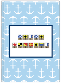 Thumbnail for Personalized Nautical Flags Journal with Anchors - Blue and Navy - Flags with Light Brown Frames - Front View