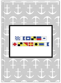 Thumbnail for Personalized Nautical Flags Journal with Anchors - Grey and Black - Flags without Letters - Front View