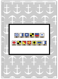 Thumbnail for Personalized Nautical Flags Journal with Anchors - Grey and Black - Flags with Light Brown Frames - Front View