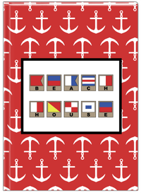 Thumbnail for Personalized Nautical Flags Journal with Anchors - Red and Black - Flags with Light Brown Frames - Front View