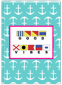 Thumbnail for Personalized Nautical Flags Journal with Anchors - Teal and Pink - Flags with Large Letters - Front View