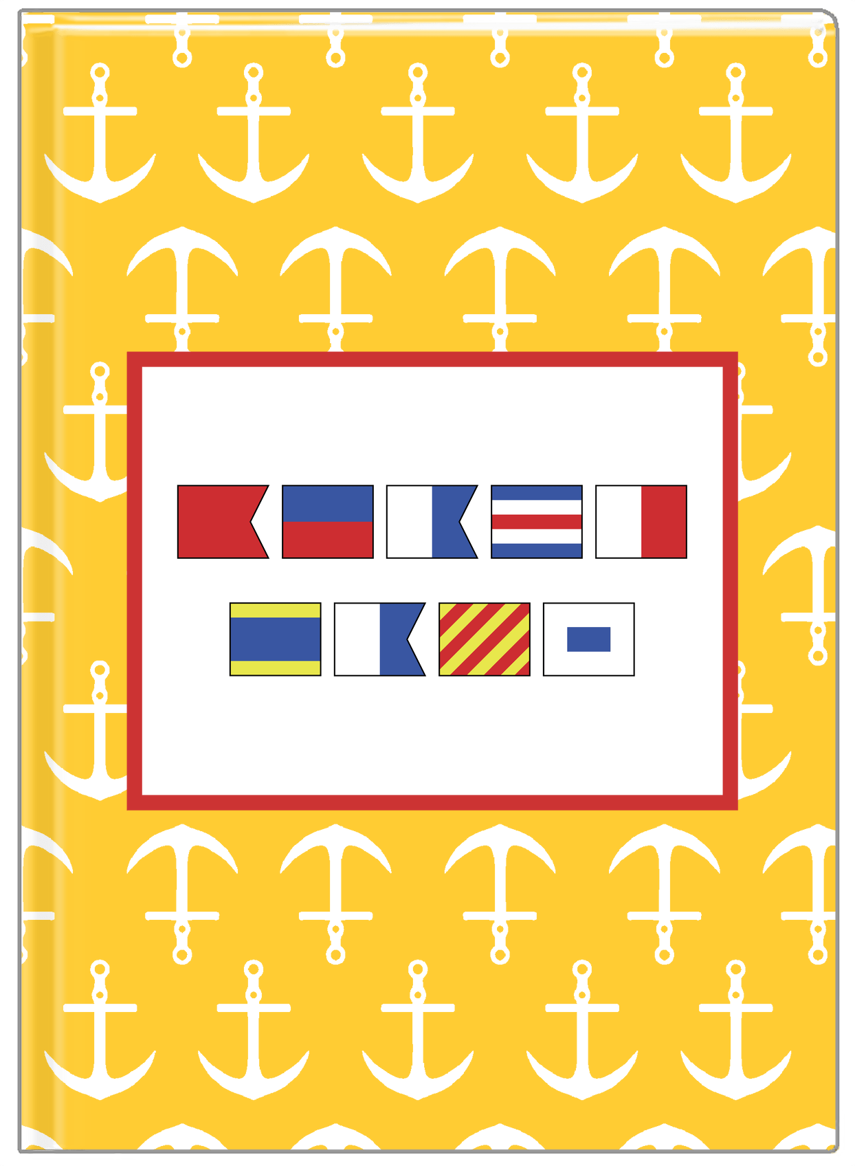Personalized Nautical Flags Journal with Anchors - Yellow and Red - Flags without Letters - Front View