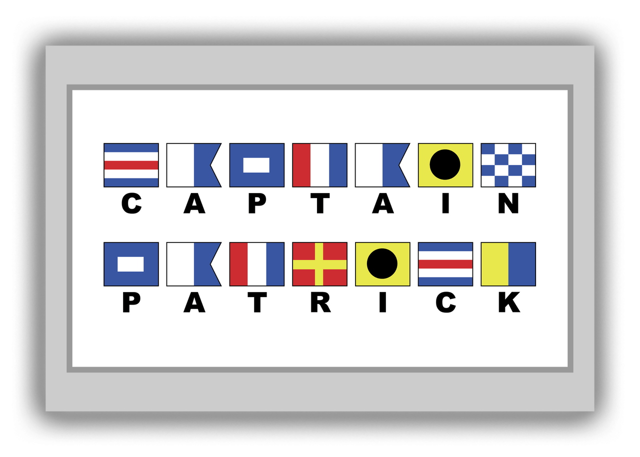 Personalized Nautical Flags Canvas Wrap & Photo Print - Grey and White - Flags with Large Letters - Multi-Line - Front View