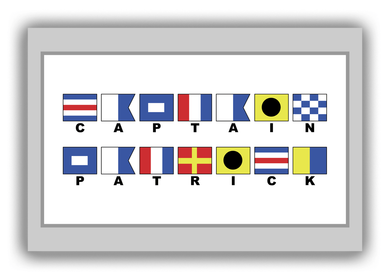 Personalized Nautical Flags Canvas Wrap & Photo Print - Grey and White - Flags with Small Letters - Multi-Line - Front View