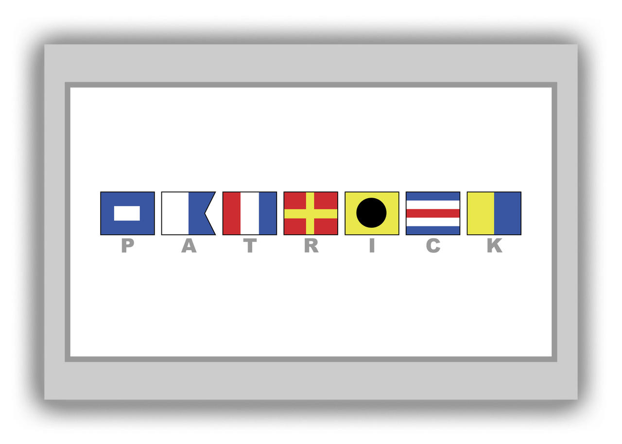 Personalized Nautical Flags Canvas Wrap & Photo Print - Grey and White - Flags with Grey Letters - Front View