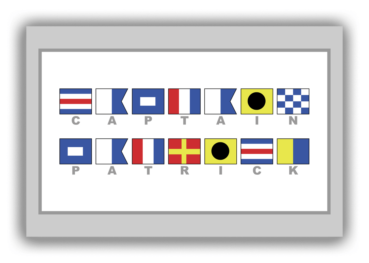 Personalized Nautical Flags Canvas Wrap & Photo Print - Grey and White - Flags with Grey Letters - Multi-Line - Front View