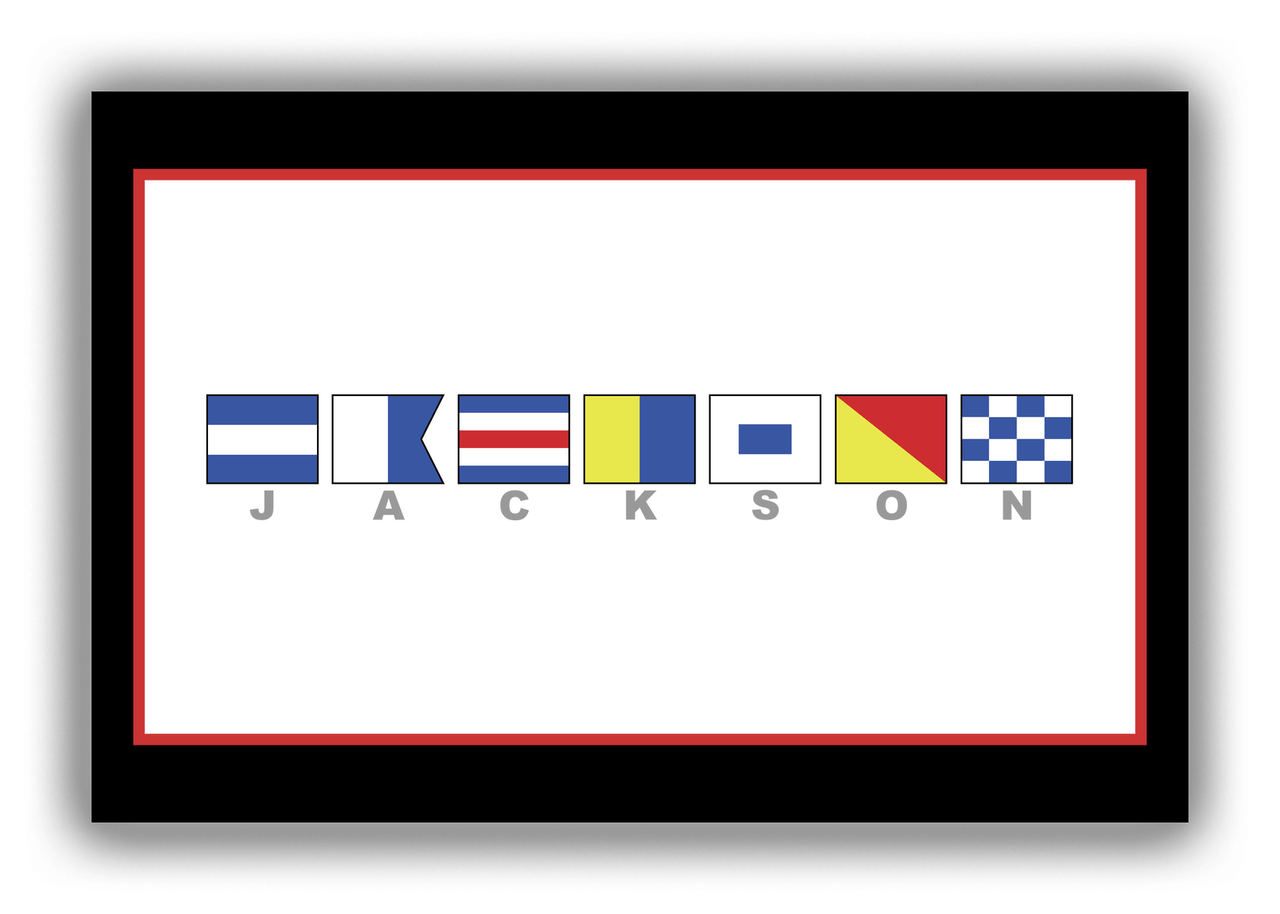 Personalized Nautical Flags Canvas Wrap & Photo Print - Black and Red - Flags with Grey Letters - Front View
