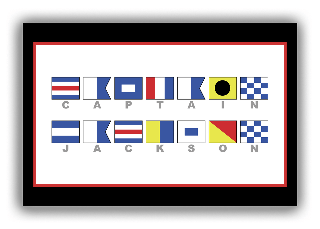 Personalized Nautical Flags Canvas Wrap & Photo Print - Black and Red - Flags with Grey Letters - Multi-Line - Front View