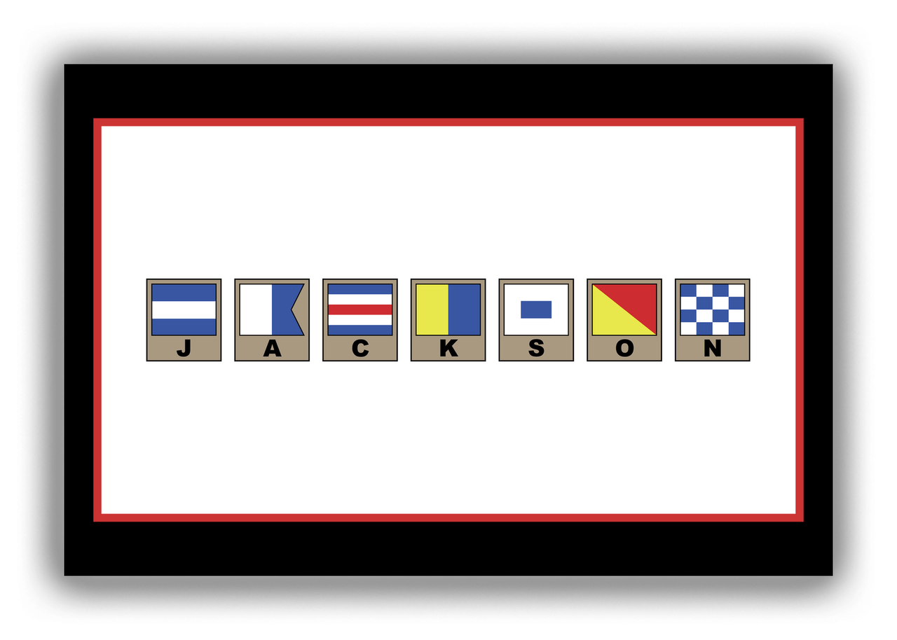 Personalized Nautical Flags Canvas Wrap & Photo Print - Black and Red - Flags with Light Brown Frames - Front View