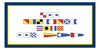 Thumbnail for Personalized Nautical Flags Beach Towel - Navy Blue and Gold - Flags without Letters - Front View