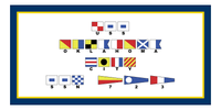Thumbnail for Personalized Nautical Flags Beach Towel - Navy Blue and Gold - Flags with Small Letters - Front View