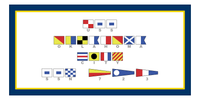 Thumbnail for Personalized Nautical Flags Beach Towel - Navy Blue and Gold - Flags with Grey Letters - Front View