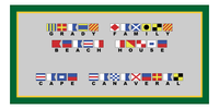 Thumbnail for Personalized Nautical Flags Beach Towel - Green and Gold - Flags with Large Letters - Front View