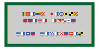 Thumbnail for Personalized Nautical Flags Beach Towel - Green and Gold - Flags with Grey Letters - Front View