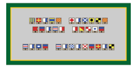 Thumbnail for Personalized Nautical Flags Beach Towel - Green and Gold - Flags with Light Brown Frames - Front View