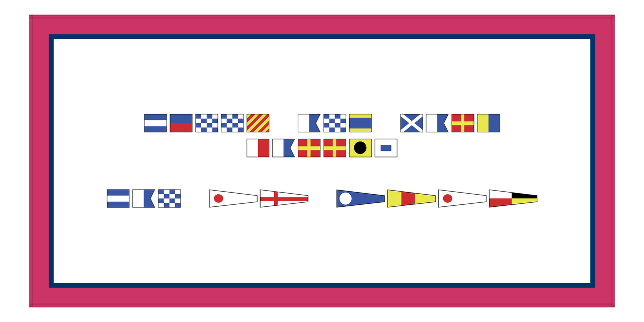 Personalized Nautical Flags Beach Towel - Pink and Blue - Flags without Letters - Front View