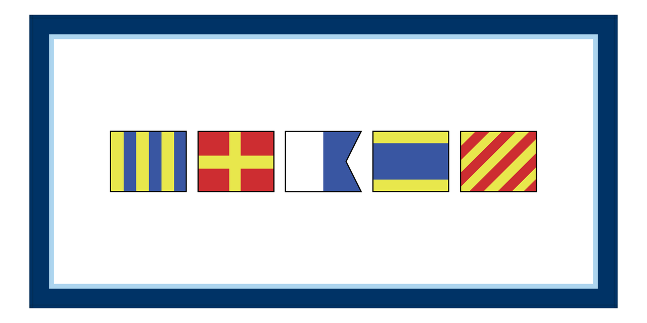 Personalized Nautical Flags Beach Towel - Navy and Blue - Flags without Letters - Front View