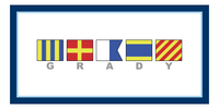 Thumbnail for Personalized Nautical Flags Beach Towel - Navy and Blue - Flags with Grey Letters - Front View