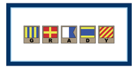 Thumbnail for Personalized Nautical Flags Beach Towel - Navy and Blue - Flags with Light Brown Frames - Front View