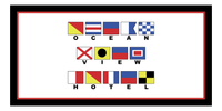 Thumbnail for Personalized Nautical Flags Beach Towel - Black and Red - Flags with Small Letters - Front View
