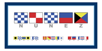 Thumbnail for Personalized Nautical Flags Beach Towel II - Navy and Blue - Flags with Grey Letters - Front View