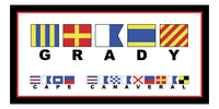 Thumbnail for Personalized Nautical Flags Beach Towel II - Black and Red - Flags with Large Letters - Front View