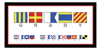 Thumbnail for Personalized Nautical Flags Beach Towel II - Black and Red - Flags with Grey Letters - Front View