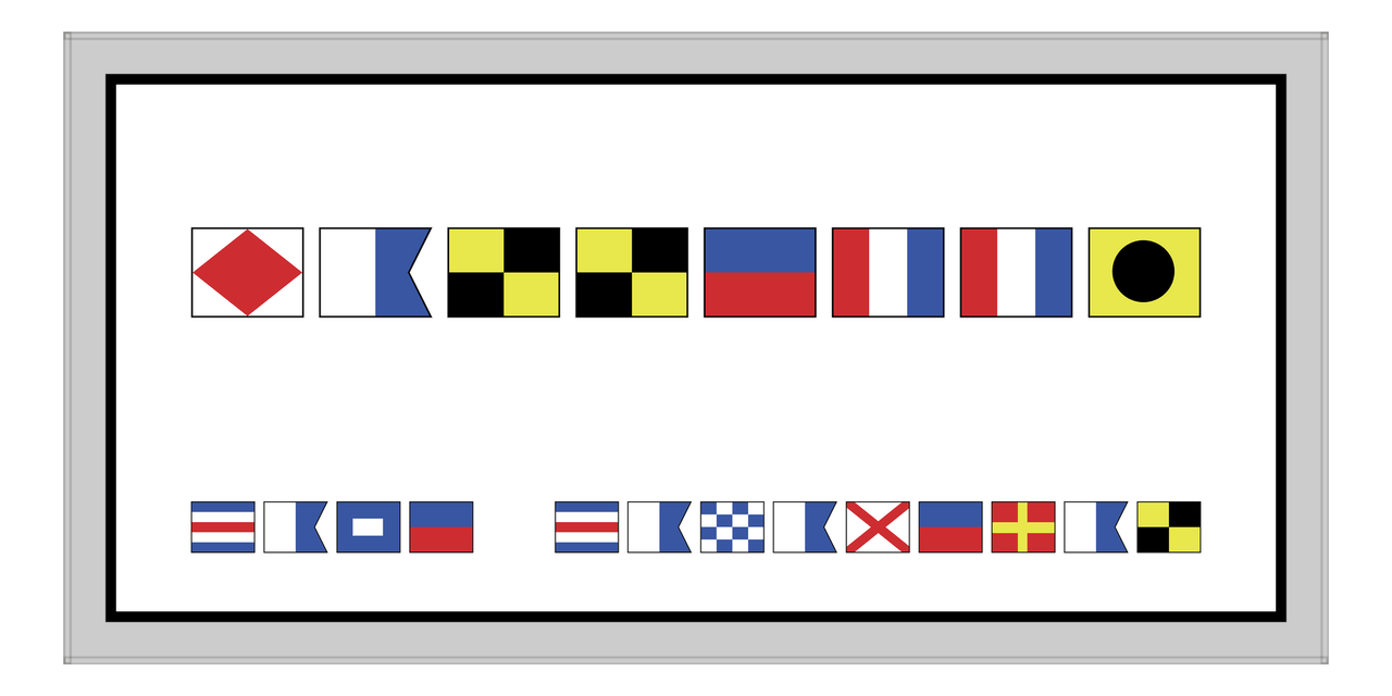 Personalized Nautical Flags Beach Towel II - Grey and Black - Flags without Letters - Front View